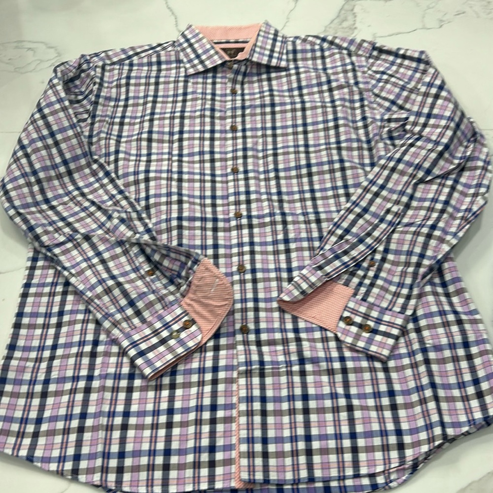 James‎ Tattersall Multi Color Button Down Dress Shirt. Size XL (42M)